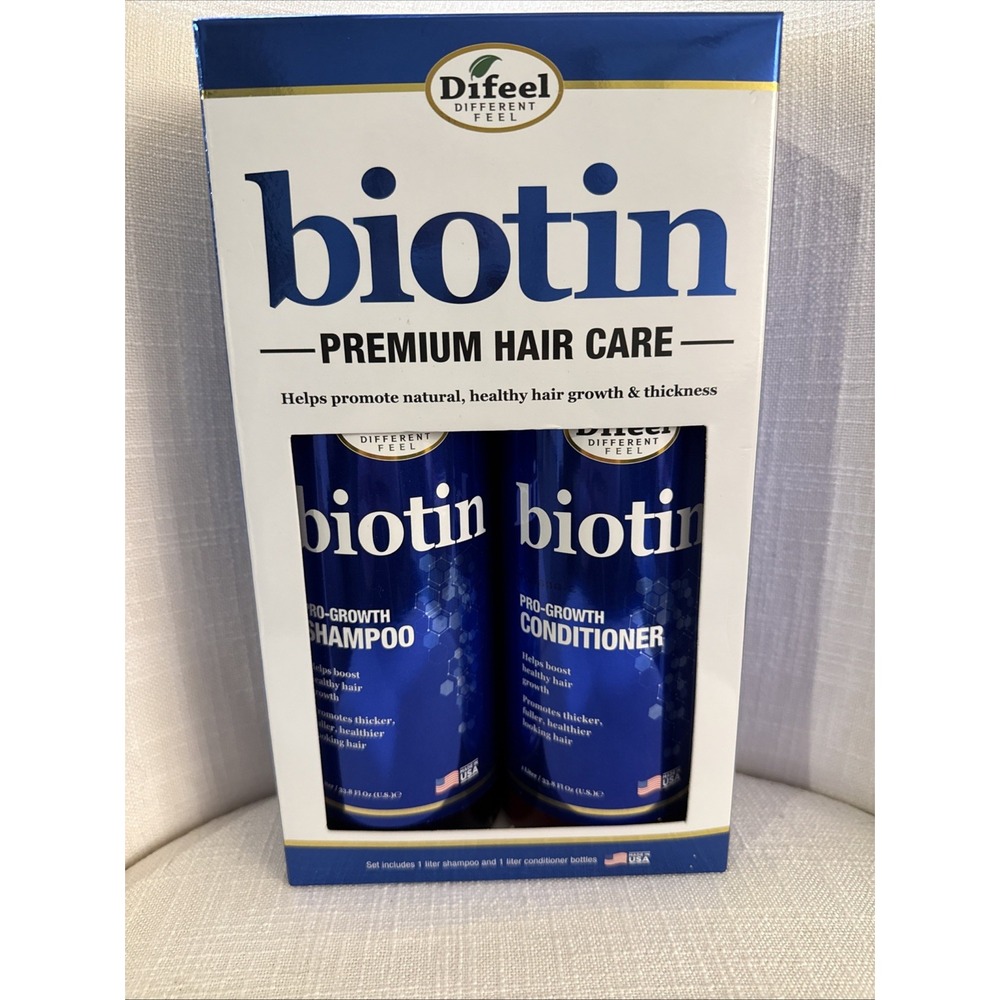 Difeel ~ Biotin Pro-Growth Shampoo‎ & Conditioner ~ Prevent Hair Loss 33.8 fl oz